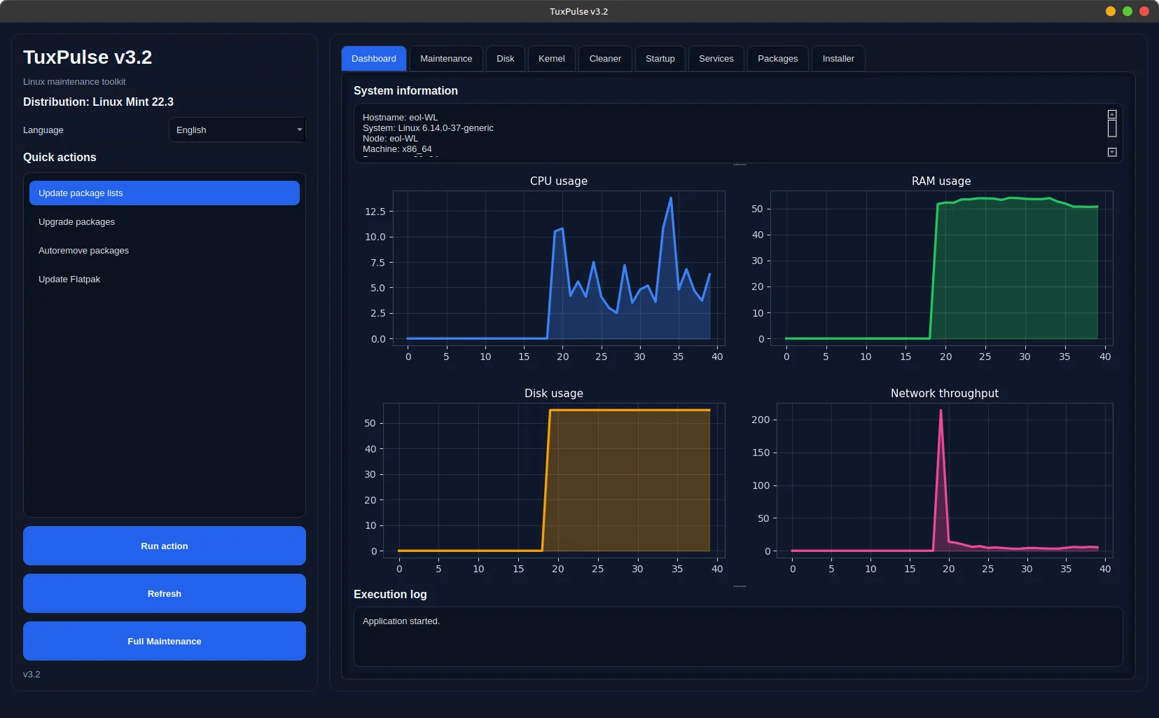 TuxPulse v3.2 - Dashboard