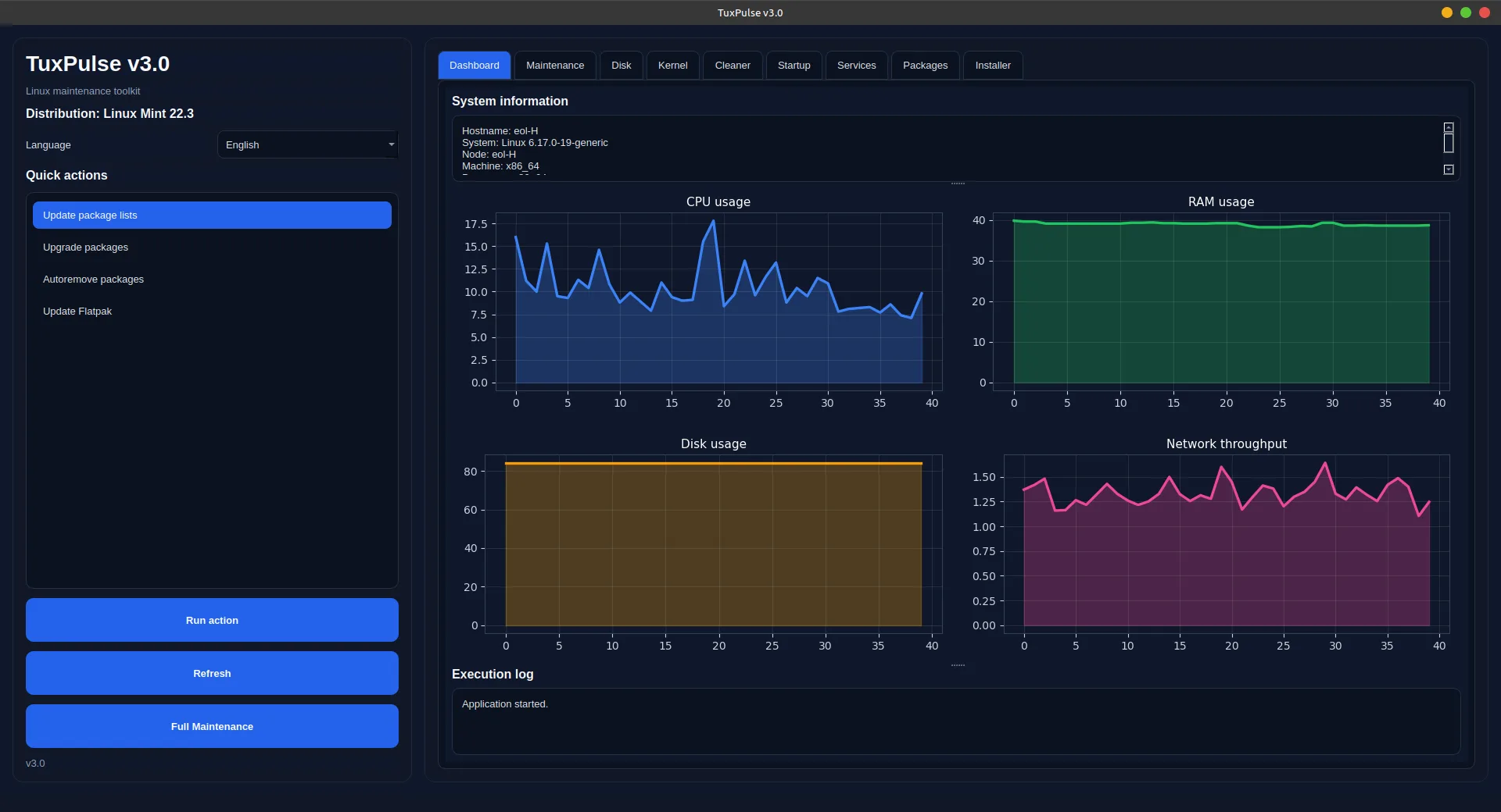 TuxPulse v3.0 - Dashboard