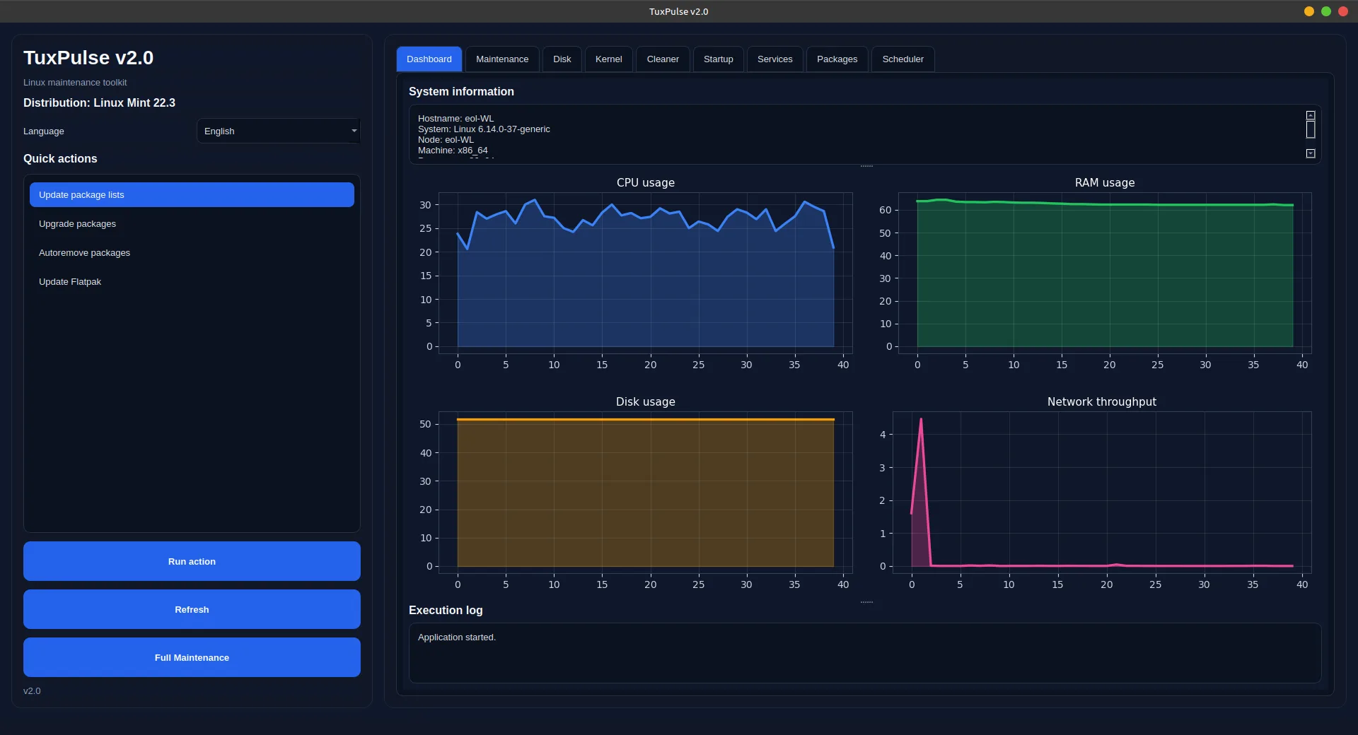 TuxPulse v2.0 - Dashboard